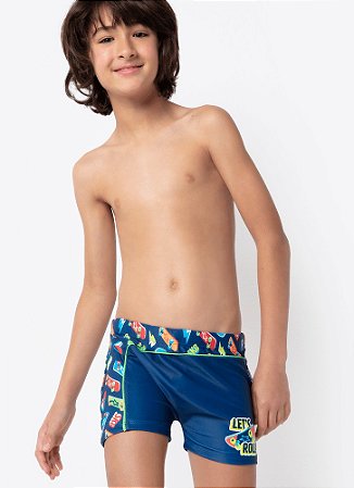 SUNGA BOXER TEEN DINO SKATE AZUL MARINHO PUKET