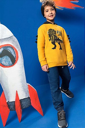 CONJUNTO DE MOLETOM BLUSAO E CALCA AMARELO DINO LUC.BOO