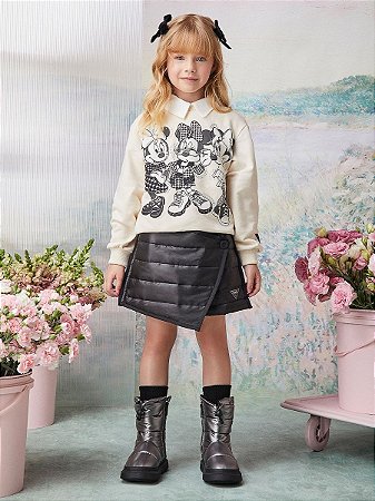 BLUSA DE MOLETOM INFANTIL MINNIE BEGE ANIME