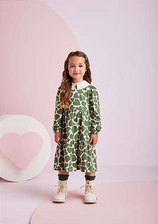 VESTIDO INFANTIL CORACOES VERDE MOMI