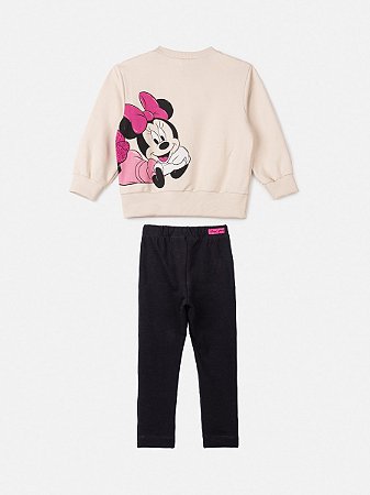CONJUNTO INFANTIL MINNIE OFF WHITE E PRETO ANIME