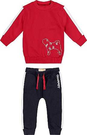 CONJUNTO INFANTIL VERMELHO E PRETO CHARPEY