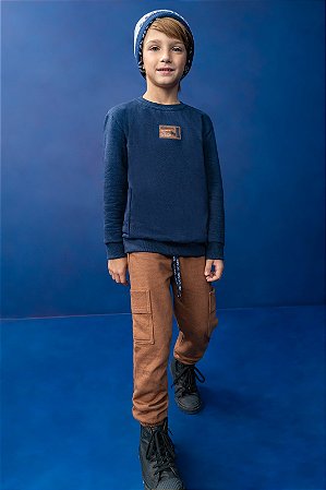 BLUSAO E CALCA JOGGER AZUL MARINHO E MARROM LUC.BOO