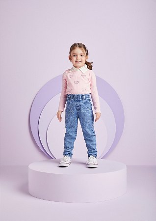 CALCA JEANS INFANTIL COM STRASS MOMI