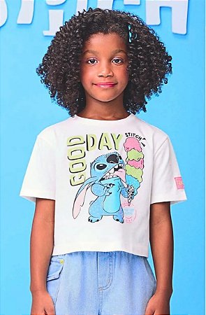 BLUSA INFANTIL STITCH COM STRASS OFF WHITE MOMI