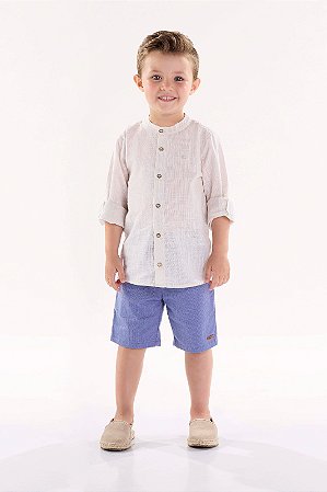 CONJUNTO INFANTIL CAMISA E BERMUDA CINZA VAPOROSO UP BABY