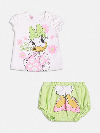 CONJUNTO BEBE MARGARIDA OFF WHITE E VERDE MOMI