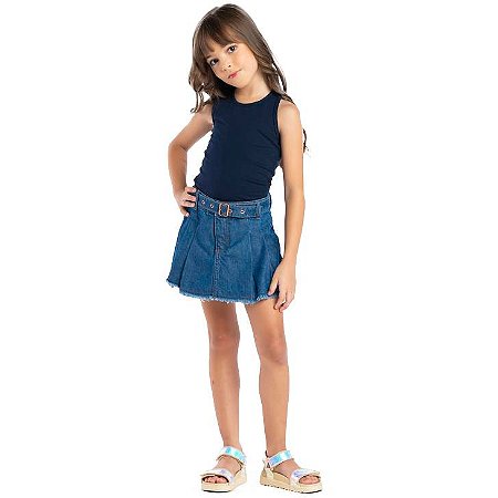 SHORT SAIA FEMININO JEANS ESCURO MANIA JEANS
