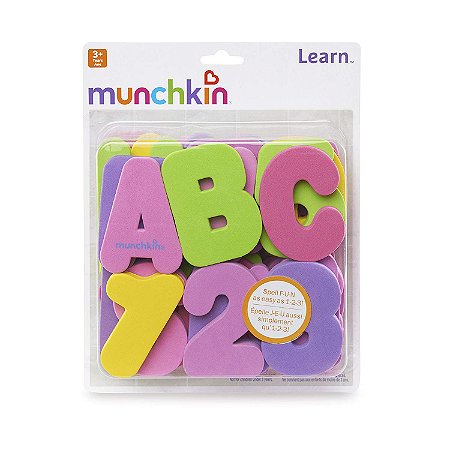 Kit Letras e Números Rosa Munchkin Brinquedo para Banho
