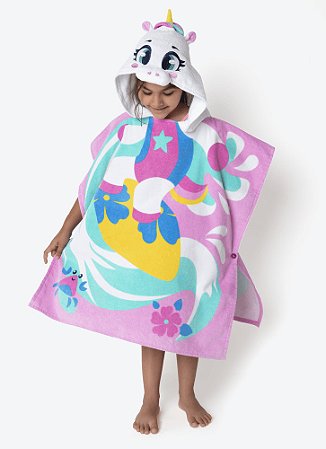 PONCHO KIDS UNICORNIO ALOHA ROSA PUKET