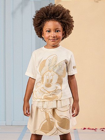 CONJUNTO INFANTIL BLUSA E SAIA MINNIE PEROLA ANIME