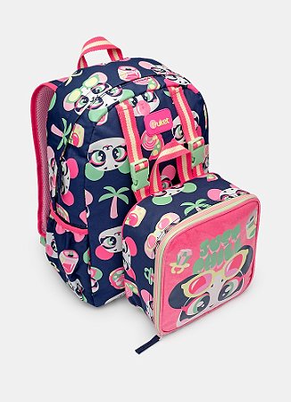 MOCHILA COM LANCHEIRA PANDA MIAMI AZUL MARINHO PUKET