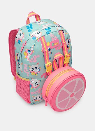 MOCHILA COM LANCHEIRA UNICORNIO ALOHA VERDE AGUA PUKET