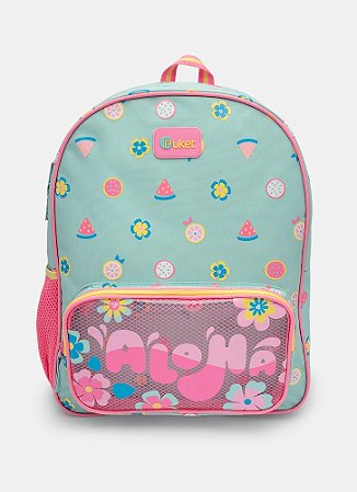 MOCHILA SEM RODINHA UNICORNIO ALOHA VERDE AGUA PUKET