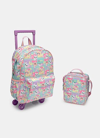 KIT MOCHILA + LANCHEIRA PET SEREIA VERDE AGUA PUKET
