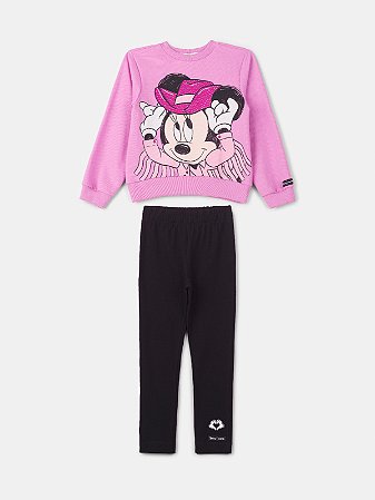 CONJUNTO MOLETON E LEGGING MINNIE ROSA ROCK ROSE ANIME