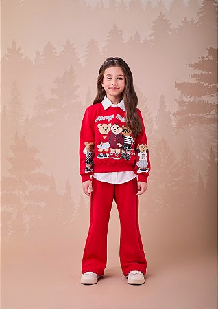 CONJUNTO INFANTIL MOLETOM URSO VERMELHO MOMI