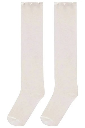 MEIA 3/4 INFANTIL COM PEROLAS  OFF WHITE KUKIE