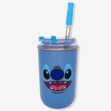 COPO NEO COM CANUDO 300ML STITCH  ZONA CRIATIVA