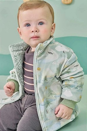 CONJUNTO INFANTIL JAQUETA E CALCA VERDE CLARO NATUREZA LUC.BOO
