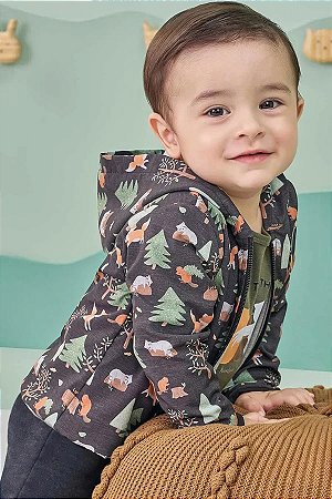 JAQUETA INFANTIL FLORESTA PRETO LUC.BOO