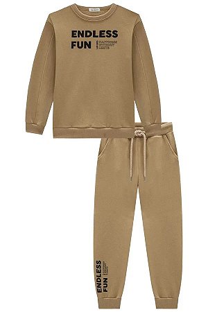 CONJUNTO DE MOLETOM E CALCA JOGGER BEGE ESCURO LUC.BOO