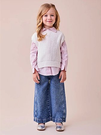 CALCA JEANS COM STRASS INFANTIL MOMI