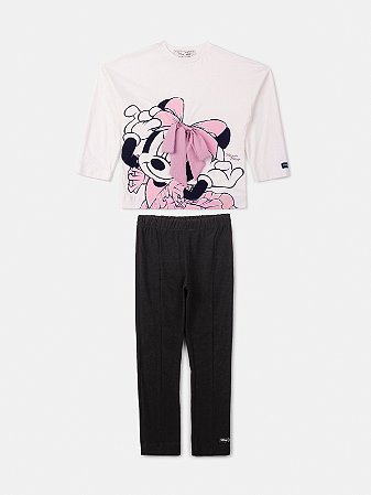CONJUNTO BLUSA E LEGGING MINNIE LAÇO PEROLA ANIME