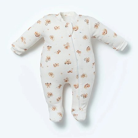 MACACAO MANGA LONGA SUEDINE E SOFT BRANCO URSO HUG