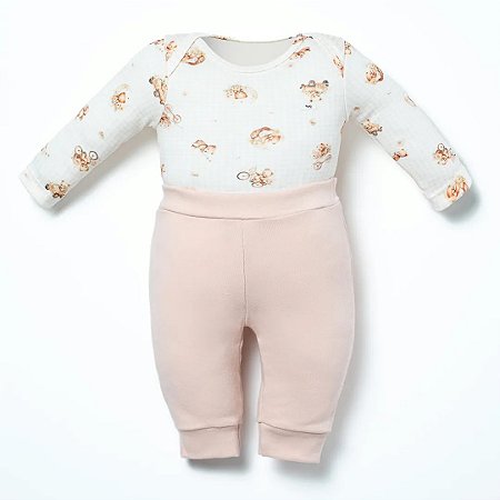 CONJUNTO BODY LONGO E CALCA CULOTE URSO ROSA HUG