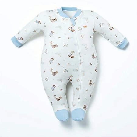 MACACAO BEBE MANGA LONGA COM ZIPER AZUL HUG