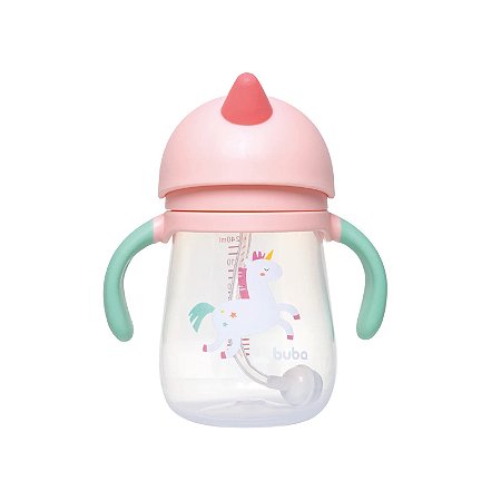 COPO COM DISPOSITIVO CANUDO UNICORNIO ROSA BUBA