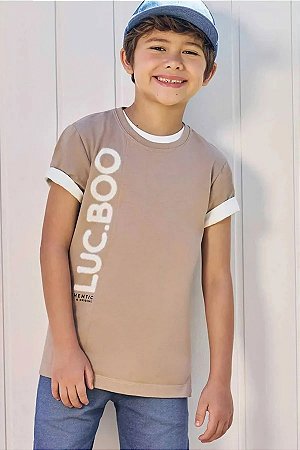 CAMISETA EM MEIA MALHA BEGE ESCURO LUC.BOO