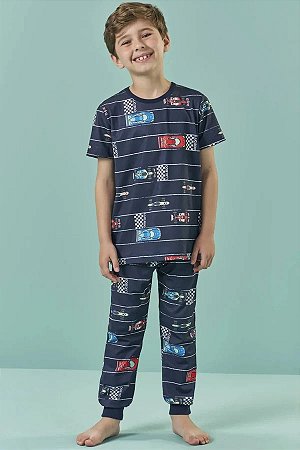 PIJAMA CAMISETA E CALCA EM MALHA COMFY MARINHO LUC.BOO
