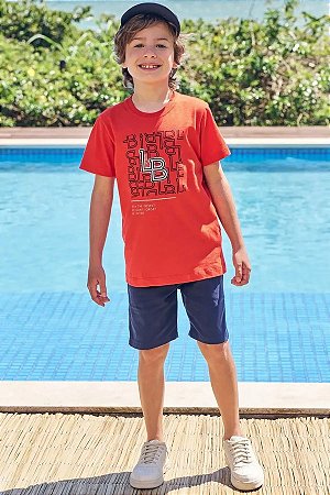 CONJUNTO CAMISETA E BERMUDA VERMELHO LUC.BOO