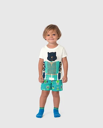 PIJAMA CURTO COM APLIQUE INTERATIVO MALWEE