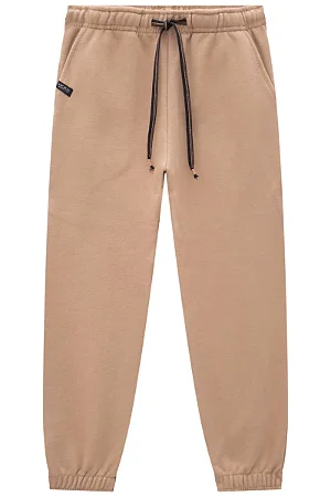CALÇA JOGGER EM MOLEVISCO BEGE ESCURO LUCBOO