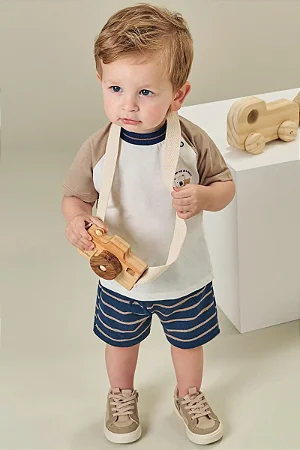 CONJUNTO CAMISETA OFF WHITE E BERMUDA LUCBOO