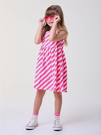 VESTIDO PINK LISTRADO NEON BIMBI