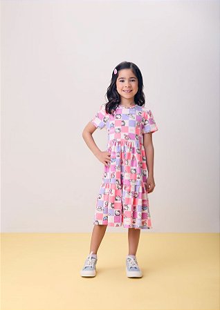 VESTIDO QUADRICULADO HELLO KITTY AND FRIENDS MOMI