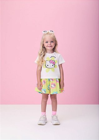 CONJUNTO VERDE MELÃO HELLO KITTY MOMI