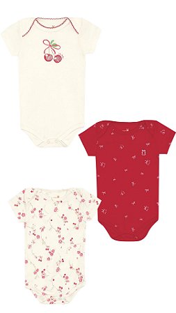 KIT BODY MANGA CURTA CEREJINHAS KIKO BABY