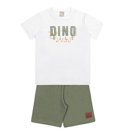 CONJUNTO CAMISETA MANGA CURTA E BERMUDA DINO KIKO