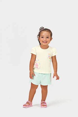 CONJUNTO BLUSA MANGA CURTA E SHORTS HAPPY KIKO E KIKA