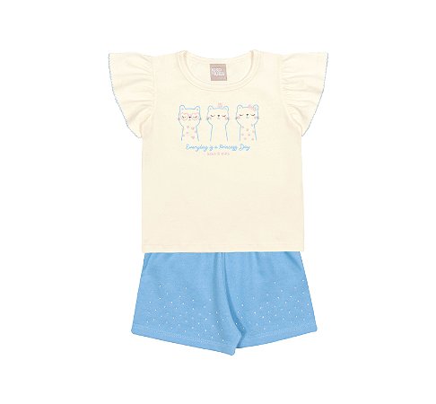 CONJUNTO BLUSA MANGA CURTA E SHORTS PRINCESS DAY KIKO E KIKA