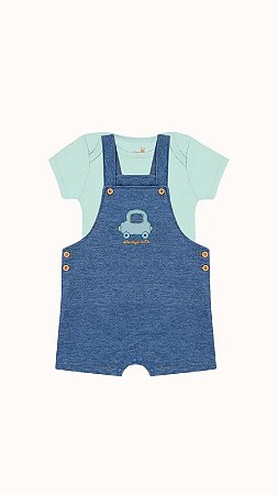 CONJUNTO BODY MANGA CURTA E JARDINEIRA KIKO BABY