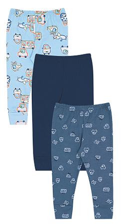 KIT CALÇA VIRA PÉ CARRINHOS KIKO BABY