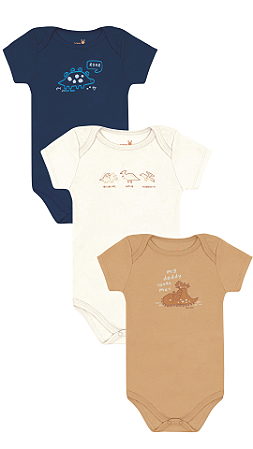 KIT BODY MANGA CURTA DINOS KIKO BABY