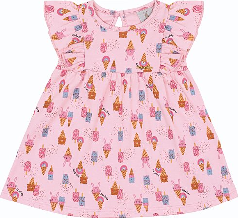 CONJUNTO VESTIDO E COBRE FRALDA SORVETINHOS KIKO BABY