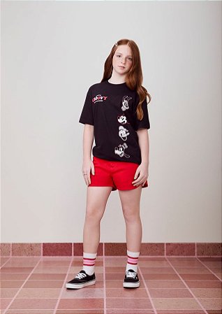 T-SHIRT ALONGADA MICKEY PRETA I AM AUTHORIA